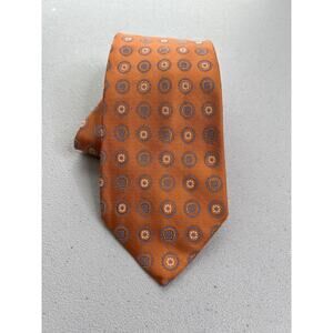 Grant Thomas Orange, Blue Floral Pattern 100% Silk Hand Sewn Tie NWOT